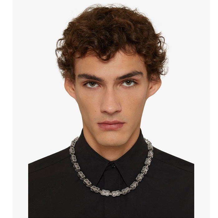 ジバンシィメンズホワイトゴールドネックレスc570