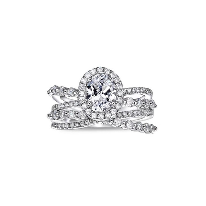 シャネルレディースホワイトゴールドリングc634