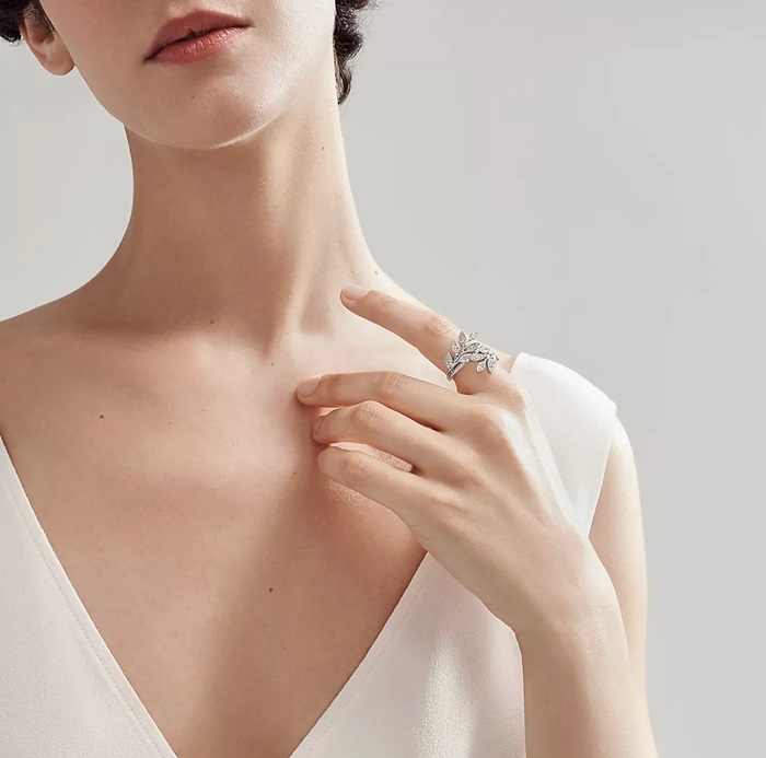 ティファニーレディースホワイトゴールドリングc653