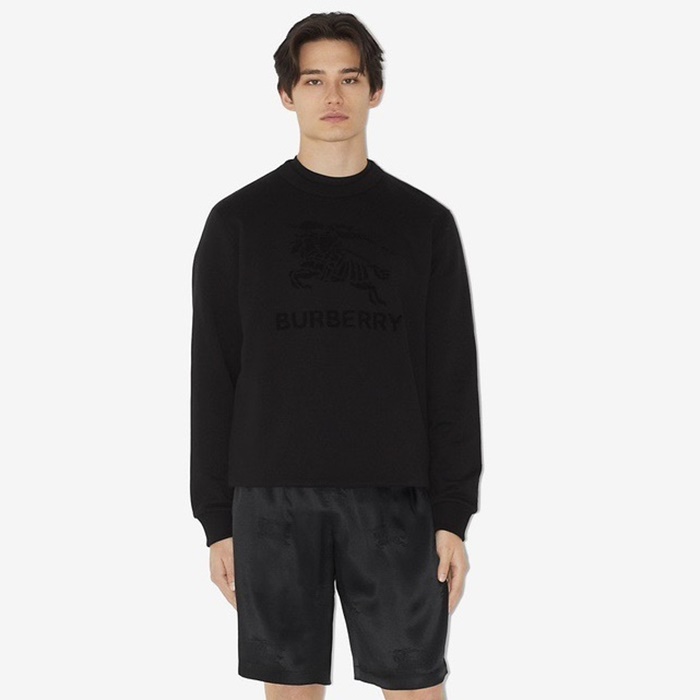 バーバリーメンズブラッククルーネックスウェットシャツu359