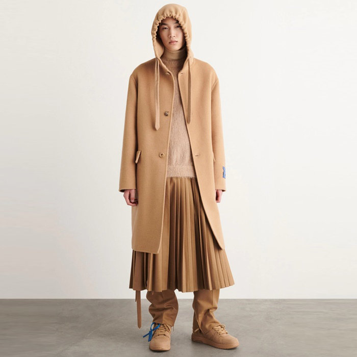 オフホワイトメンズフードコートf77