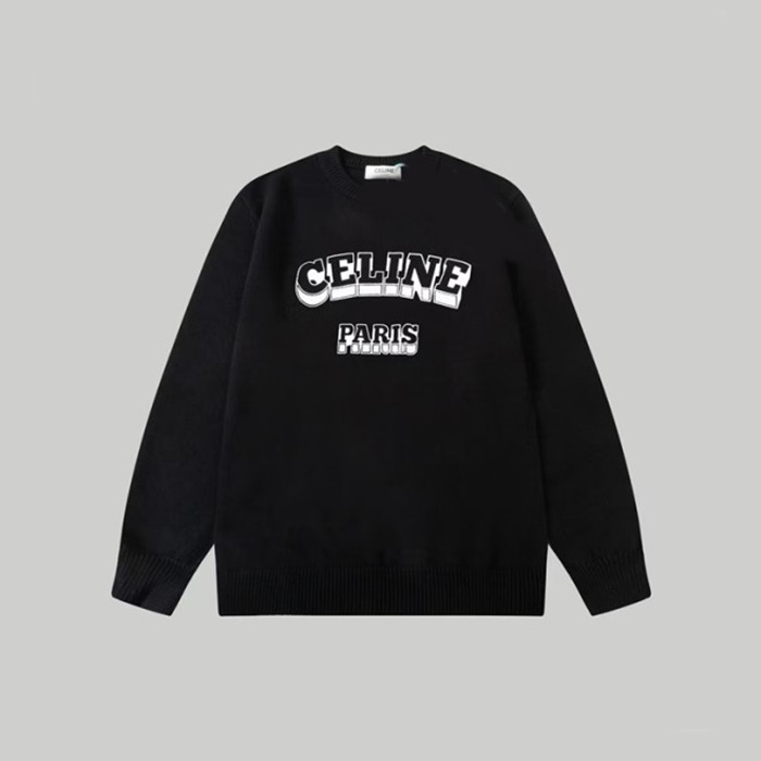 セリーヌメンズクルーネックブラックニットe284