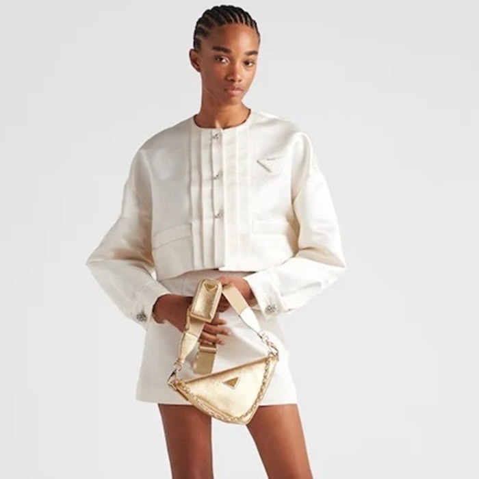 プラダレディースゴールドクロスバッグr875