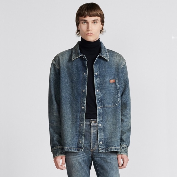 グッチメンズカジュアルブルーシャツa20