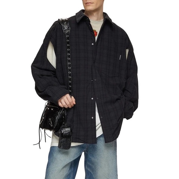 バレンシアガトレンディメンズブラックシャツa33