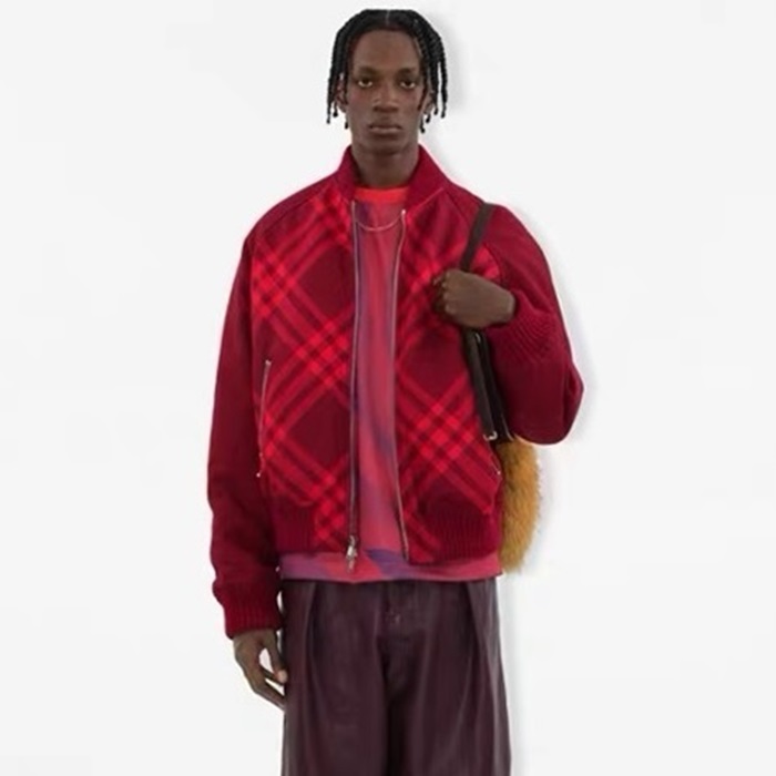 バーバリーメンズモダンレッドジャケットu364
