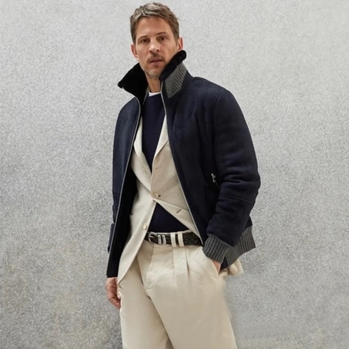 ブルネロクチネリメンズレザージャケットa49