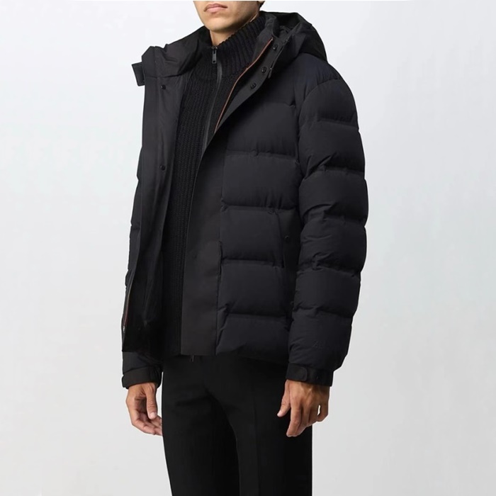 エルメネジルドゼニアメンズグースダウンブラックパディングg1116