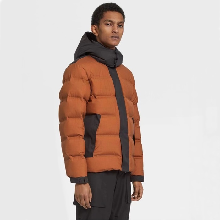 エルメネジルドゼニアメンズグースダウンキャメルパディングg1117