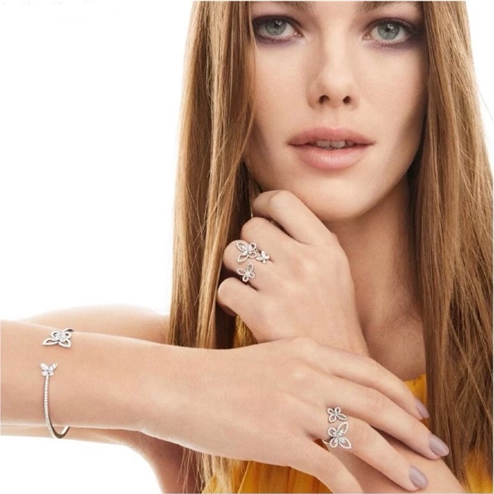 グラフ女性ホワイトゴールドブレスレットc1044