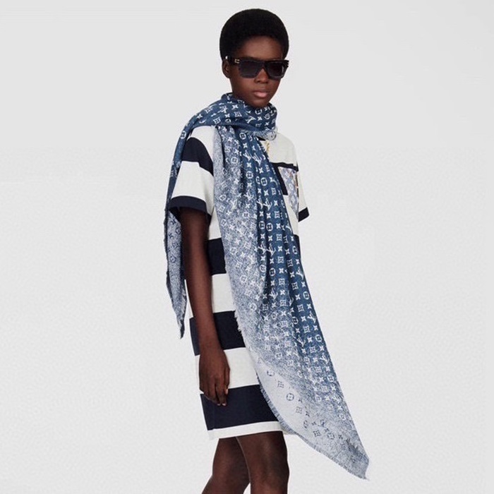 ルイヴィトンレディースブルーマフラーc1062