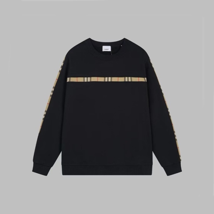 バーバリーメンズブラッククルーネックスウェットシャツu368