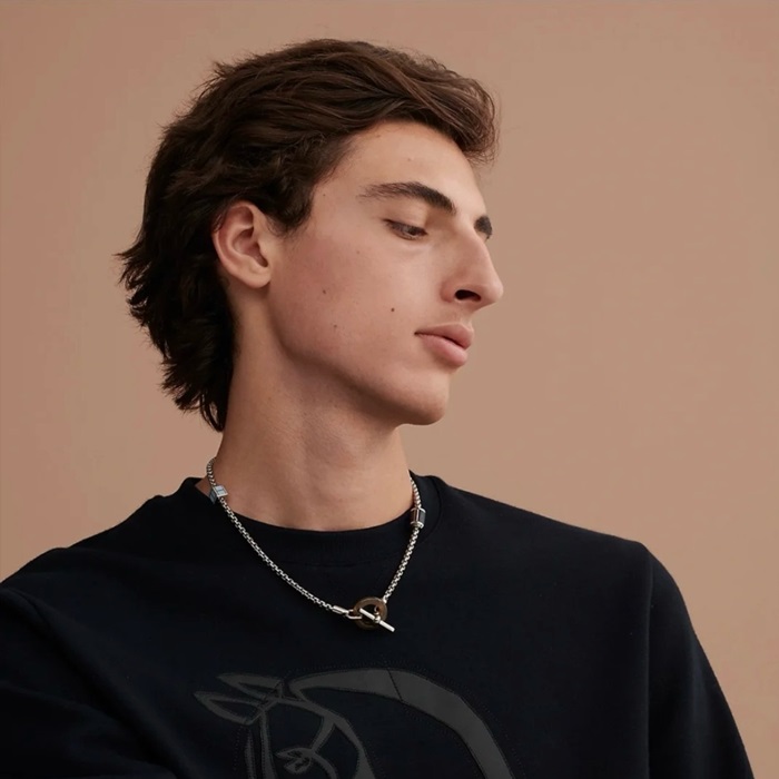 エルメスメンズホワイトゴールドネックレスc1104