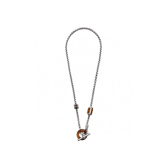 エルメスメンズホワイトゴールドネックレスc1105