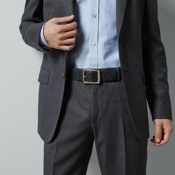 グッチメンズモダンブラックベルトe01