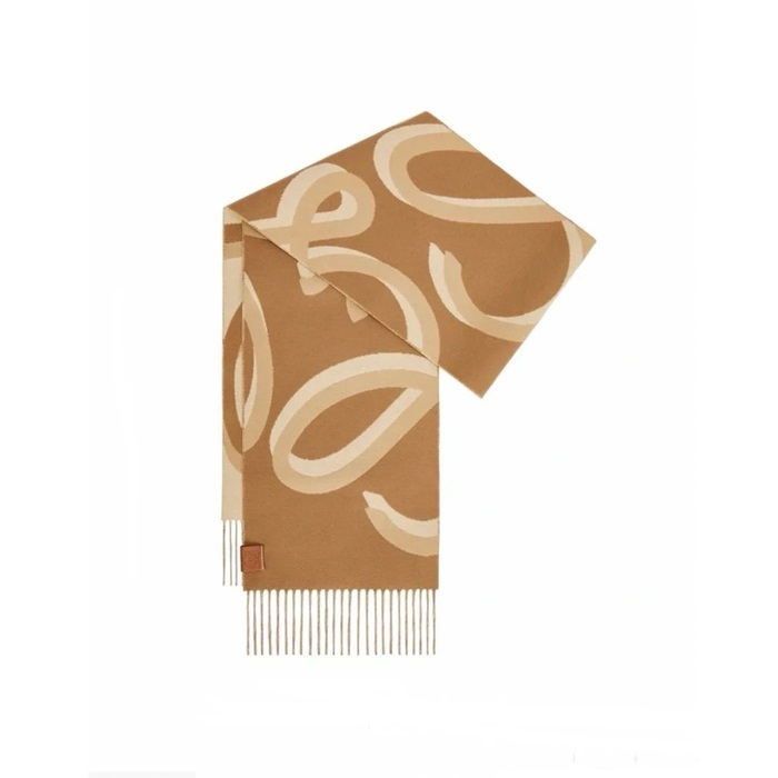 ロエベレディースキャメルマフラーc1148