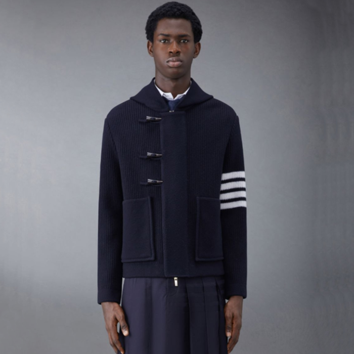 トムブラウンメンズネイビーフードジャケットh142