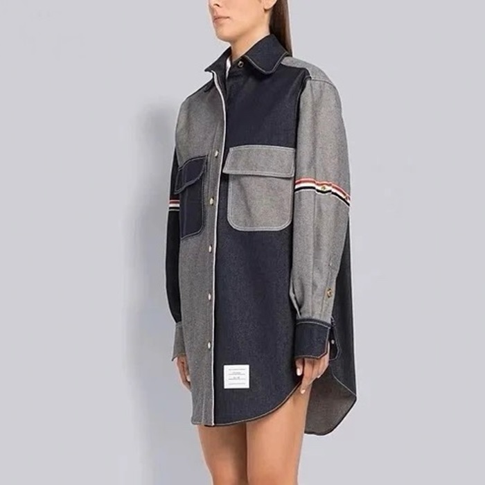 トムブラウンユニセックスネイビーシャツl105