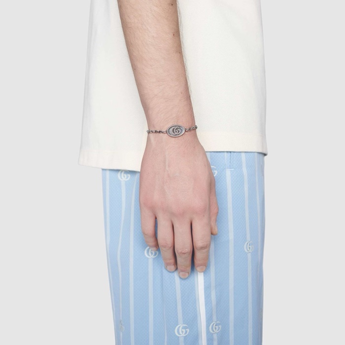 グッチユニセックスホワイトゴールドブレスレットc1171