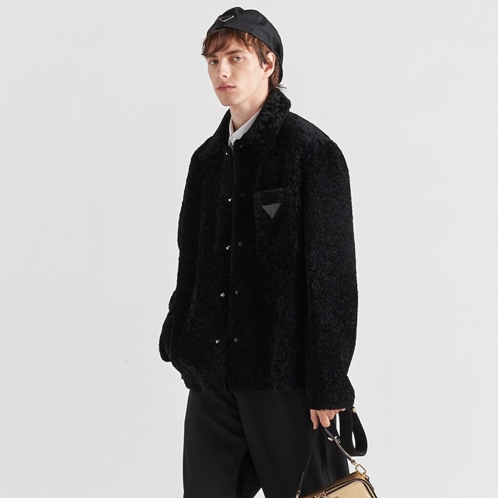 プラダメンズモダンブラックレザージャケットl127