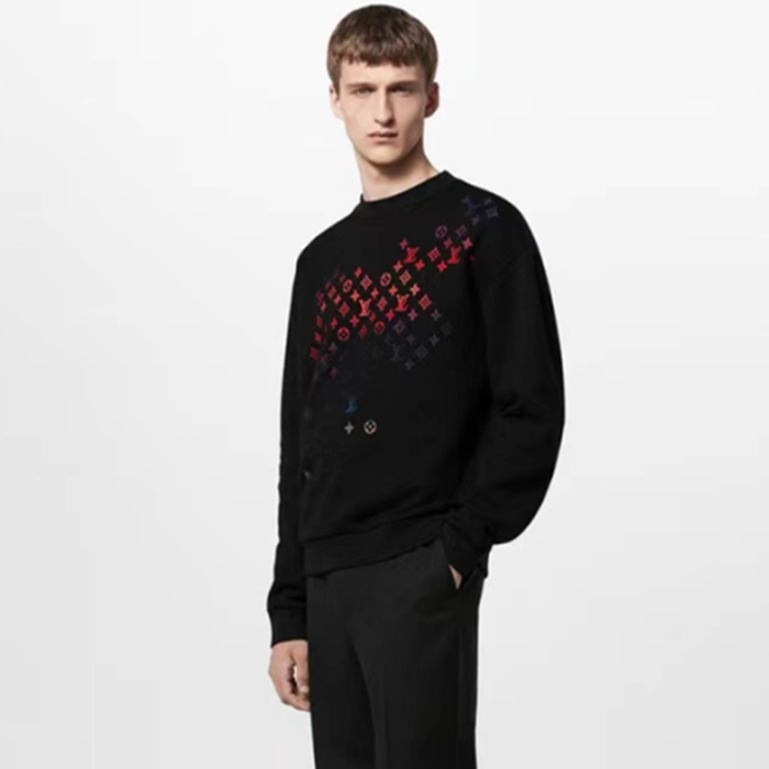 ルイヴィトンメンズブラックスウェットシャツv2093