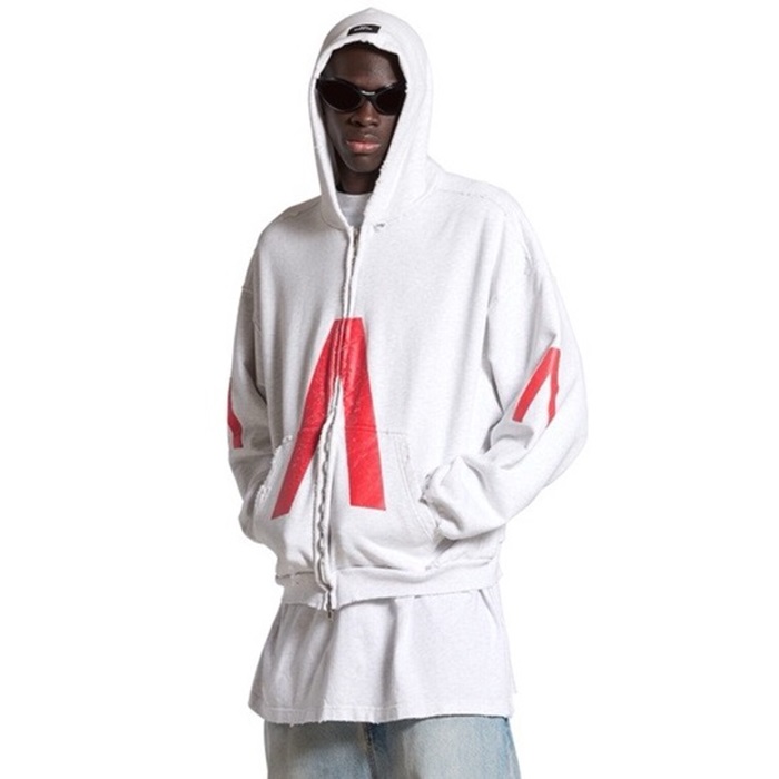 バレンシアガユニセックスグレーフーディc11