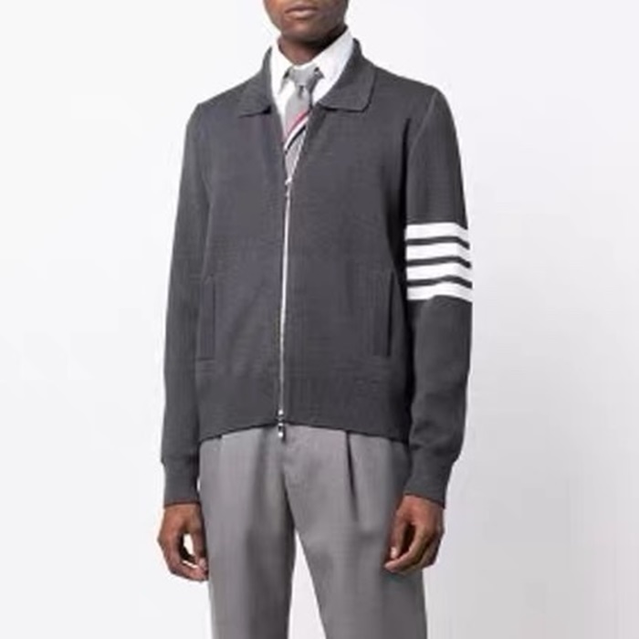 トムブラウンメンズグレージップアップニットc33