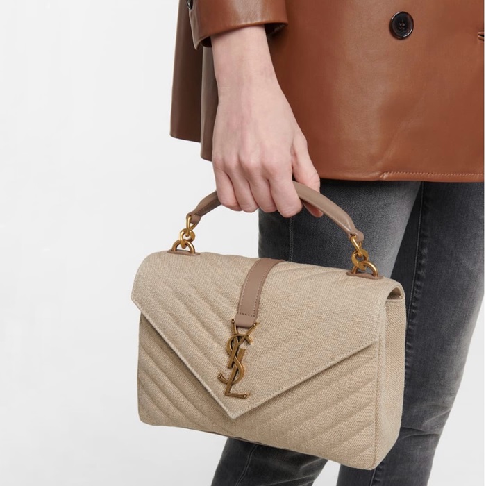 サンローランレディースベージュカレッジバッグb130