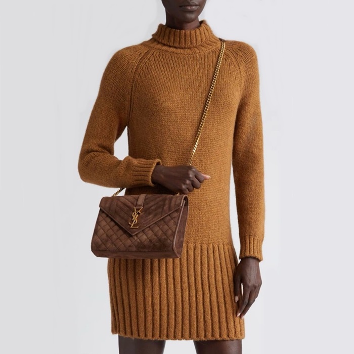 サンローランレディースブラウンクロスバッグb155