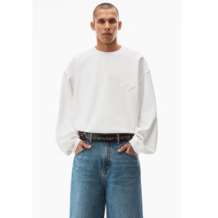 アレクサンダーワンユニセックスホワイト長袖Tシャツc80