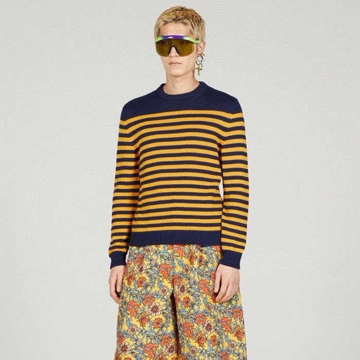 グッチメンズイエロークルーネックニットc88