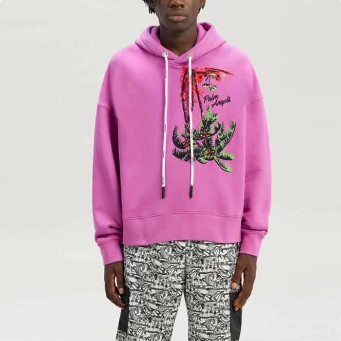 パームエンジェルスメンズピンクフーディc133