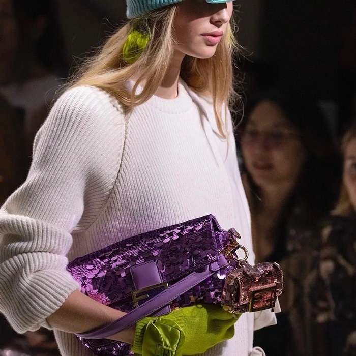 ェンディレディースパープルバゲットバッグb194