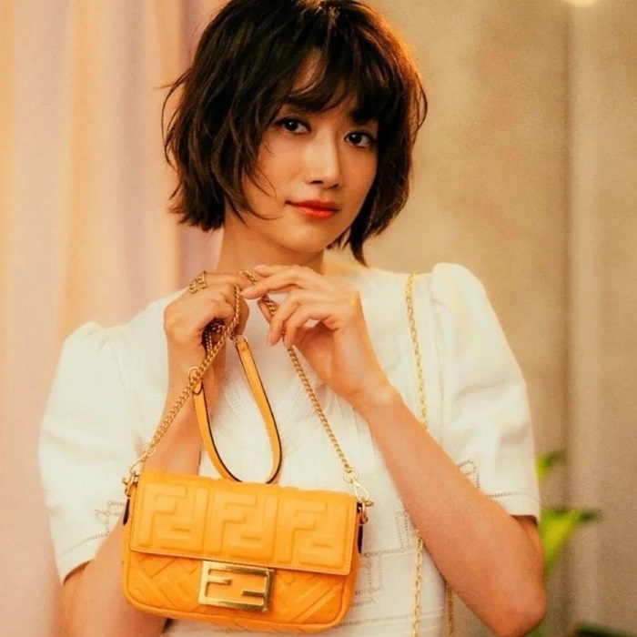 ェンディレディースオレンジバゲットバッグb196