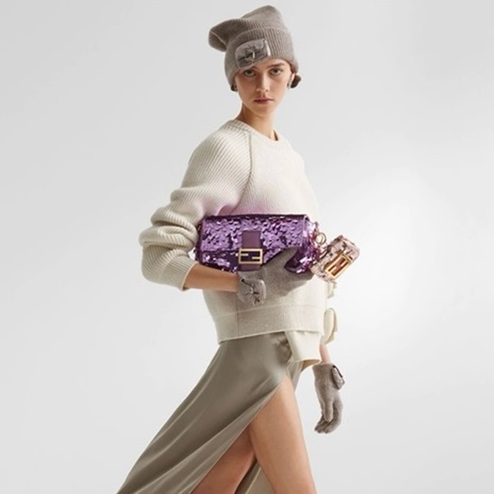 ェンディレディースパープルバゲットバッグb212