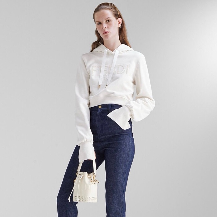 ェンディレディースホワイトバケットバッグb215