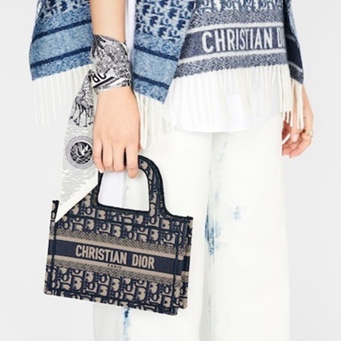 ディオールレディースネイビーミニブックトートバッグb538