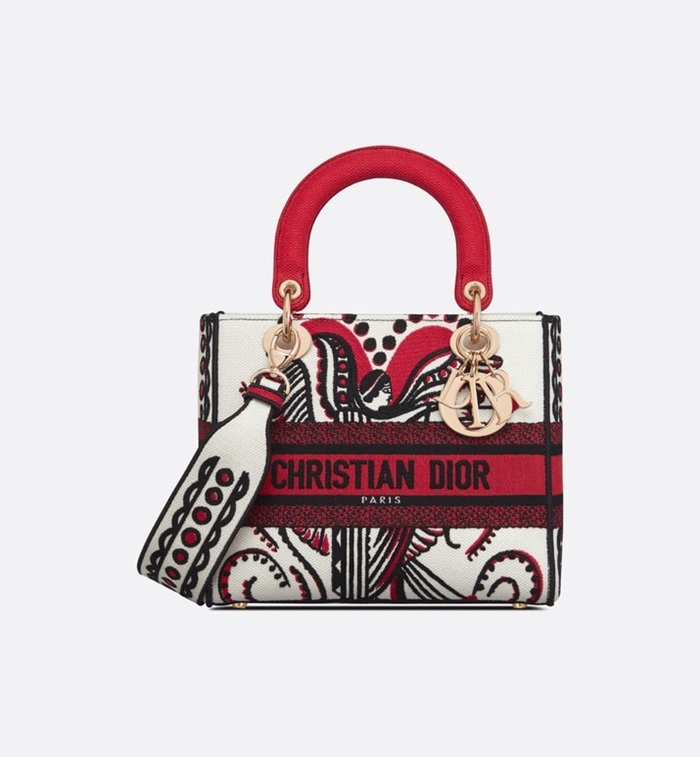 ディオールレディースレッドレディバッグb642