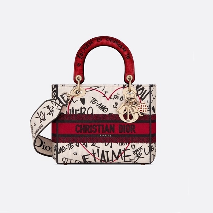 ディオールレディースレッドレディバッグb644