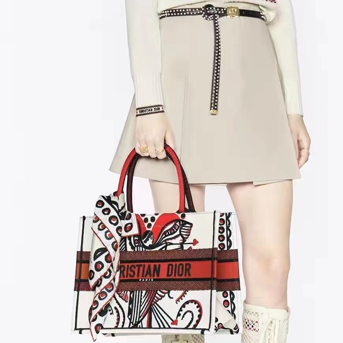 ディオールレディースレッドブックトートバッグb719