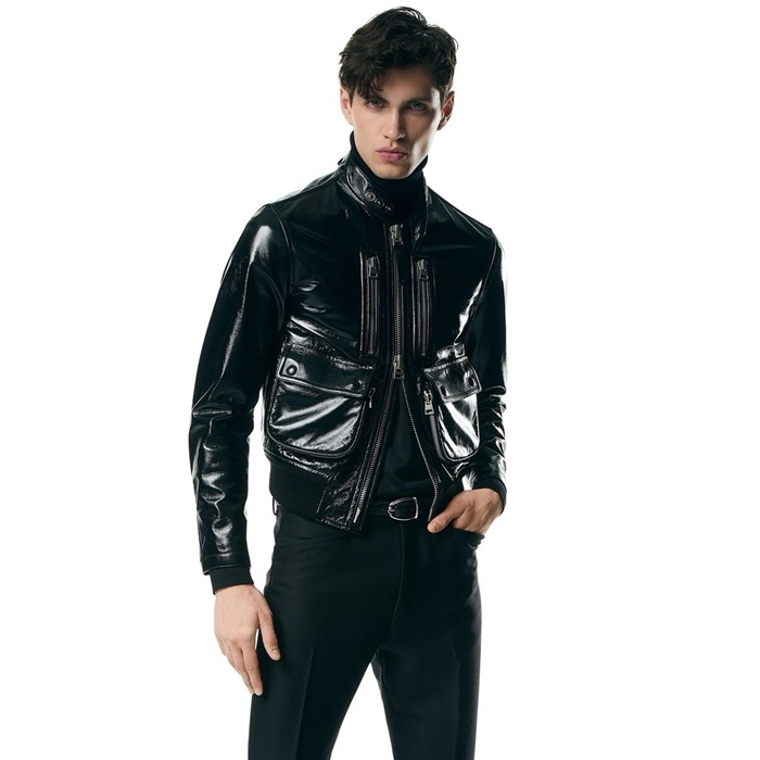 トムフォードメンズブラックレザージャケットc149