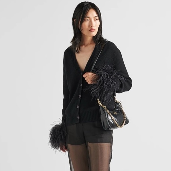 プラダレディースブラックハボバッグb881