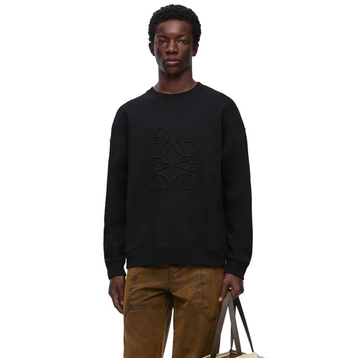 ロエベメンズブラックスウェットシャツc177
