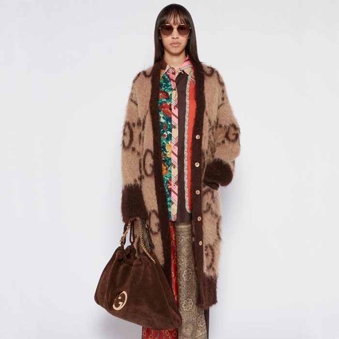 グッチレディースブラウンカーディガンc237