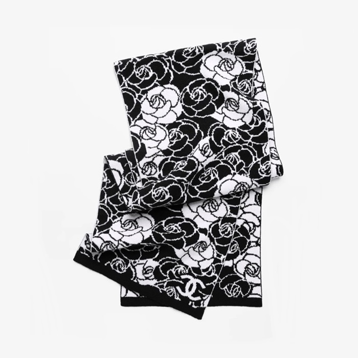 シャネルレディースブラックマフラーh1748