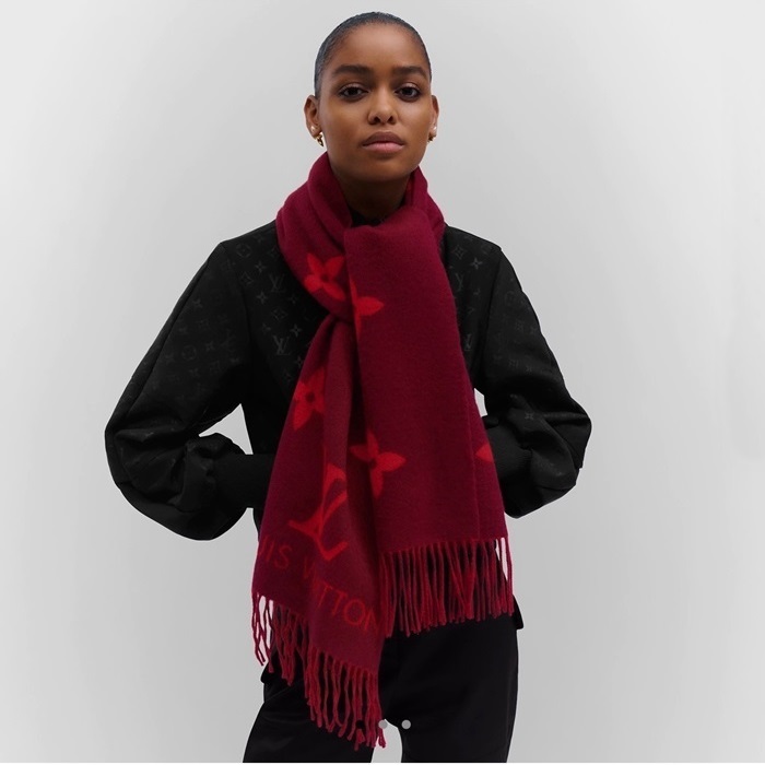 ルイヴィトンレディースレッドマフラーc1750
