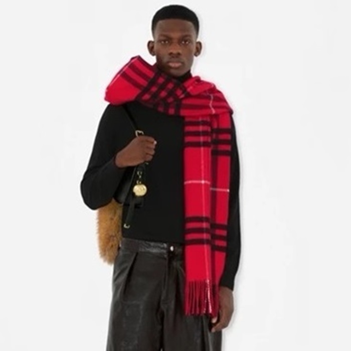 バーバリーユニセックスレッドマフラーc1771