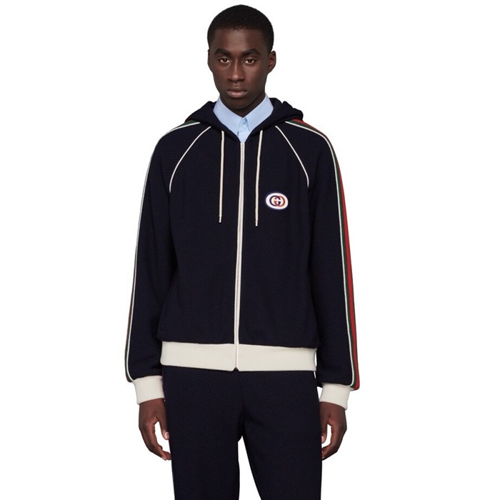 グッチメンズネイビーフーディc246