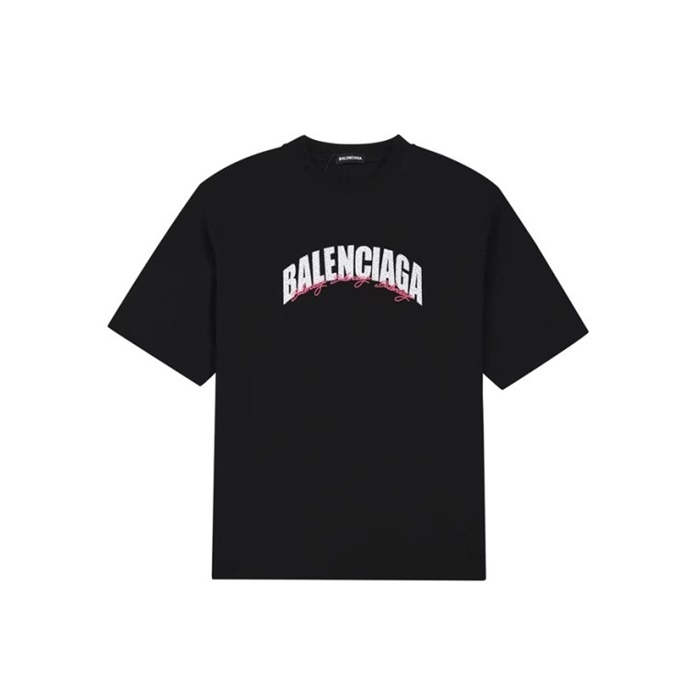 バレンシアガメンズブラッククルーネック半袖Tシャツc186