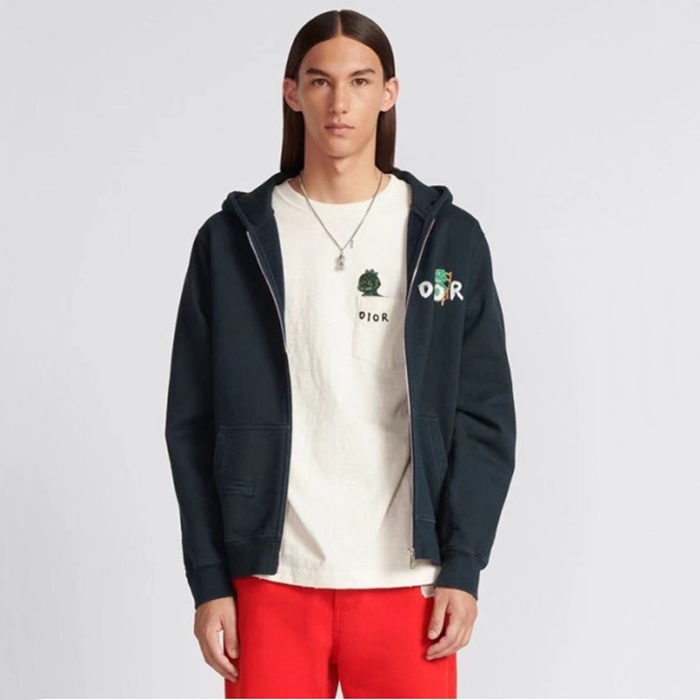 ディオールメンズブラックフードジップアップc241